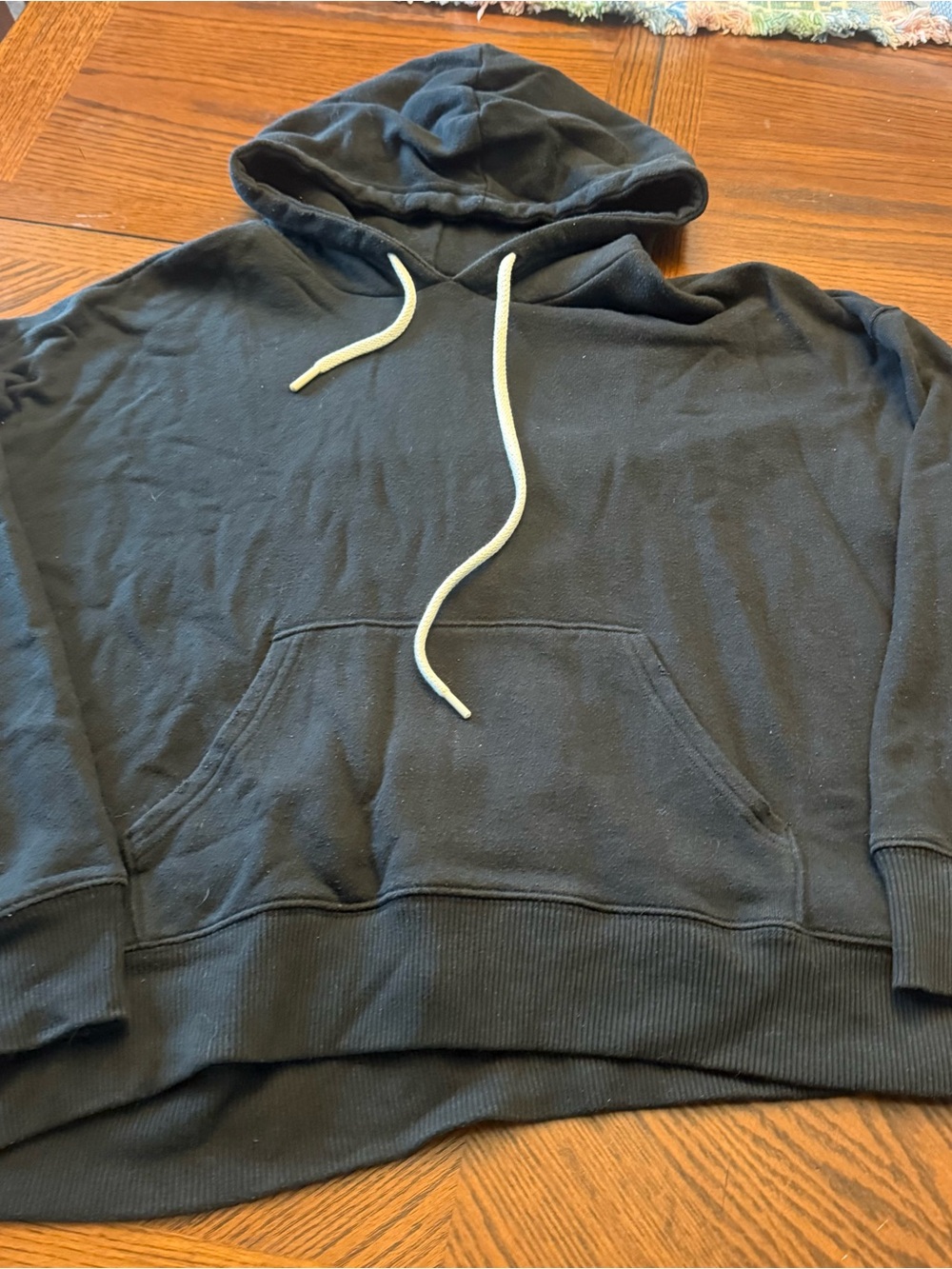 Aerie Oversized Hoodie Womens Small Black Pullover Kangaroo Pocket Cozy
